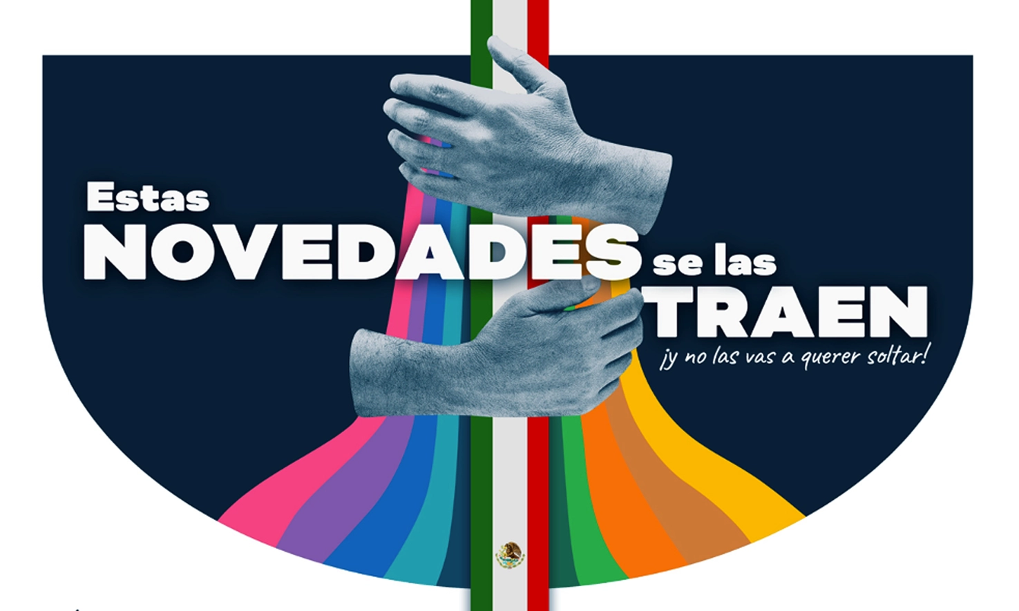 Portada con dos manas y la bandera de México